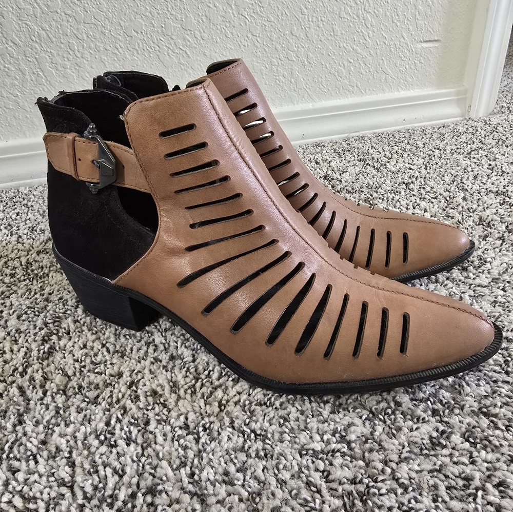 Circus by Sam Edelman Brown Ankle Booties with Cutout Design